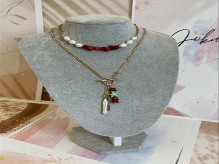 Collier Duo Corail Rouge & Perles d'Eau Douce