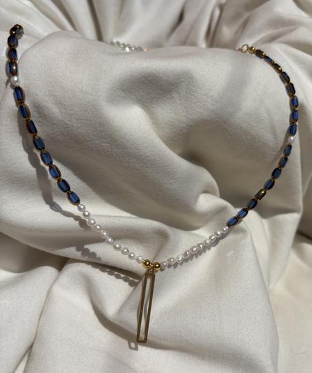 💙✨ Collier Bleu Nacré & Or ✨💙