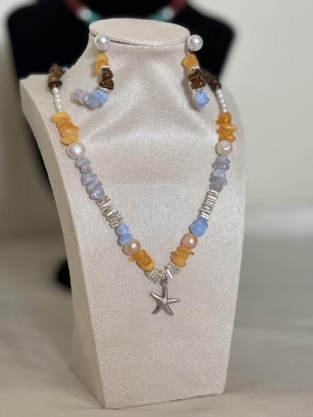 🐚 Ensemble "Trésor Marin" 🌊 – Collier & Boucles aux Perles Colorées