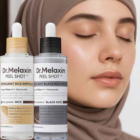 أمبول تقشير الأرز الأسود والأبيض من Dr. Melaxin (2 قطعة)