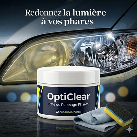 OptiClear - Pâte de Polissage & Rénovation Phares Automobile (Kit Complet)