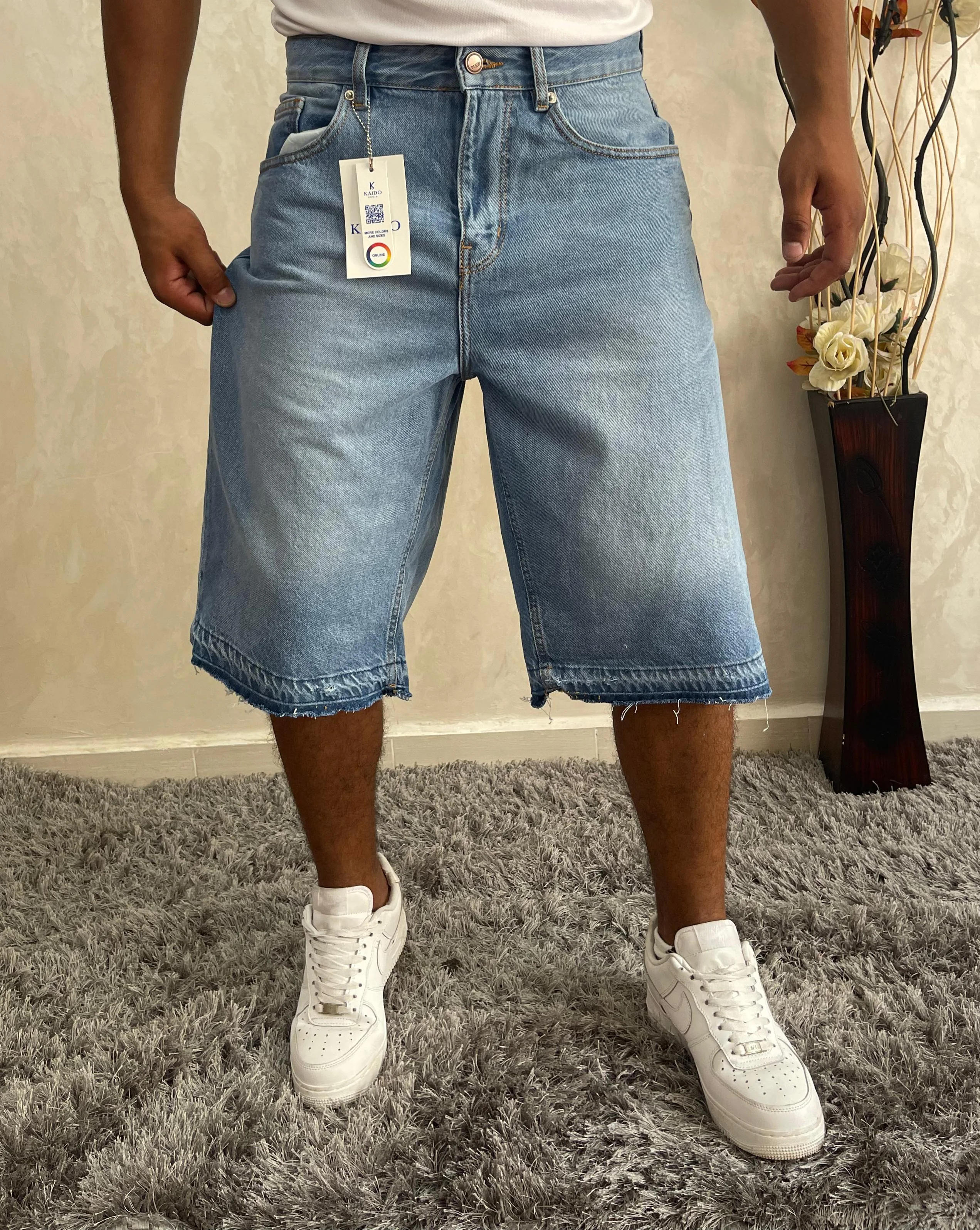 Men Baggy Jorts Y2k Streetwear Loose Fit Hip Hop Skateboard Denim Shorts