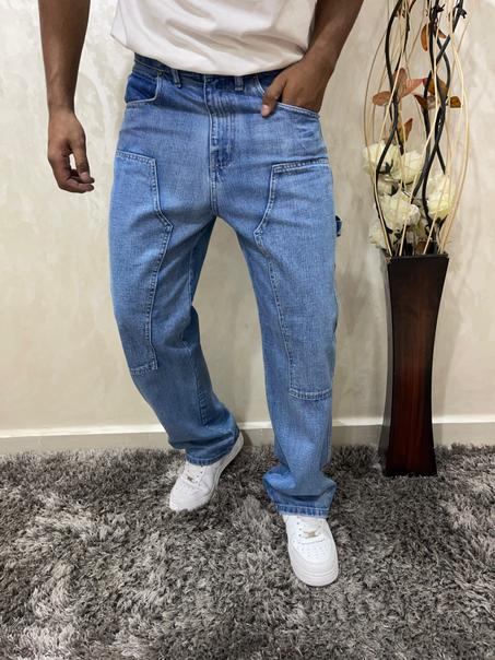 Men's Non-Stretch Relaxed Fit Wide-Leg Baggy Jeans Pants
