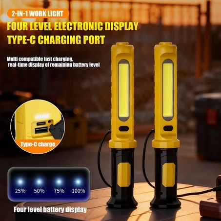 🔦 Lampe de Travail LED Rechargeable – Sans Fil avec Aimants et Crochets L'éclairage idéal pour tous vos travaux de précision !