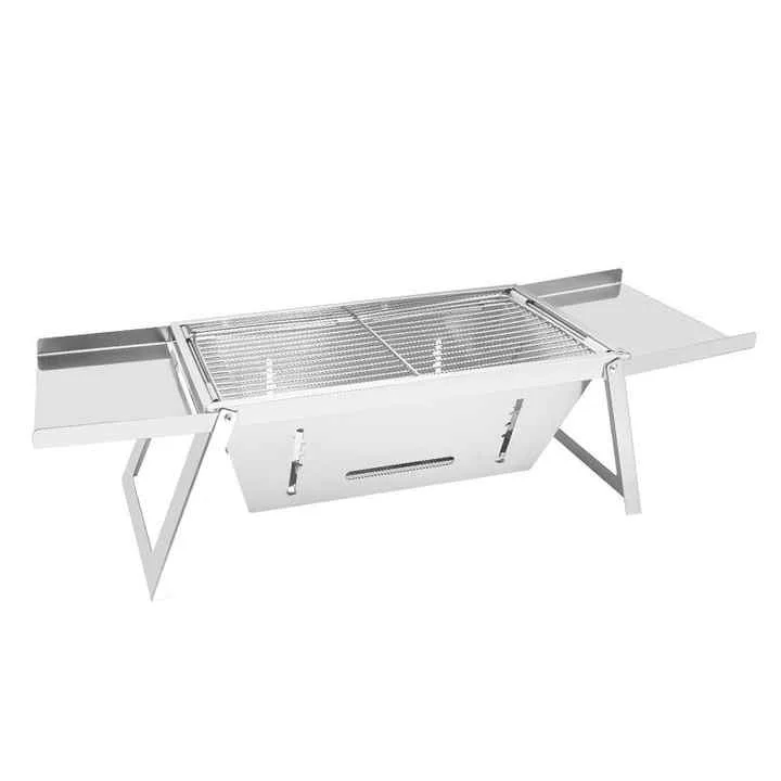 Petit barbecue portable au charbon de bois - Barbecue de terrasse en acier inoxydable - Barbecue