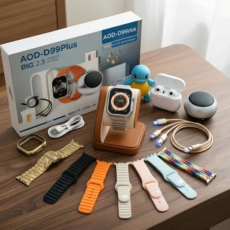 Ensemble Cadeau Premium H92 Ultra3 – Montre Connectée avec Écouteurs TWS, Haut-parleur Bluetooth et 7 Bracelets (Vente en Gros)