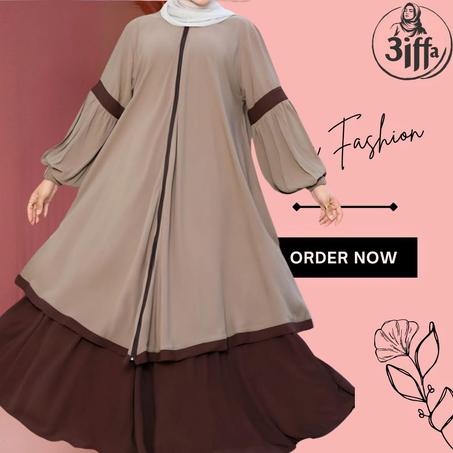 عباية فضفاضة بأكمام منفوخة – إطلالة راقية ومريحة