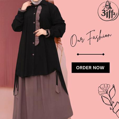 تونيك نسائي عصري طويل بألوان راقية – موضة محتشمة مكون من 3 قطع