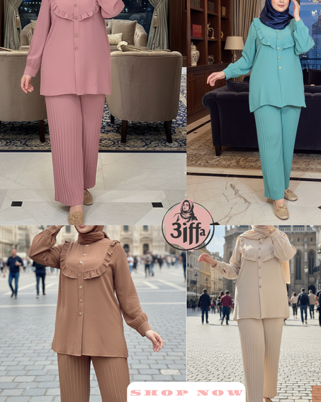 طقم نسائي صيفي مريح – ستايل عصري وألوان أنيقة