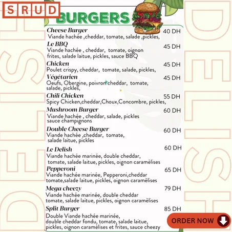 MENU BURGERS