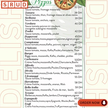 MENU PIZZA