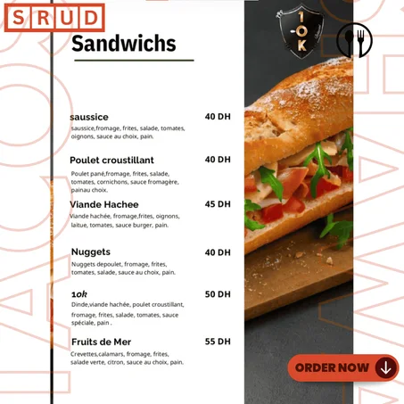 MENU SANDWICHS