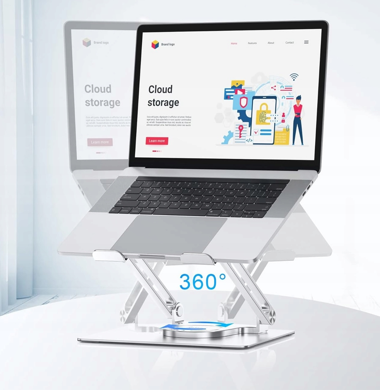 طاولة حامل كمبيوتر محمول قابلة للتعديل 360 درجة، 13-17 بوصة، ألومنيوم، 10 كجم، EAN (GTIN) 5906203968879