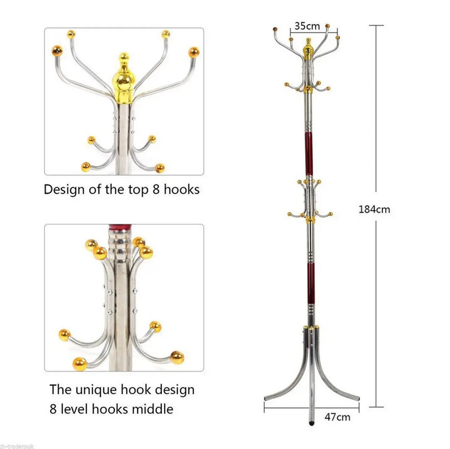 علاقة معاطف ذهبية مزودة بخطافات