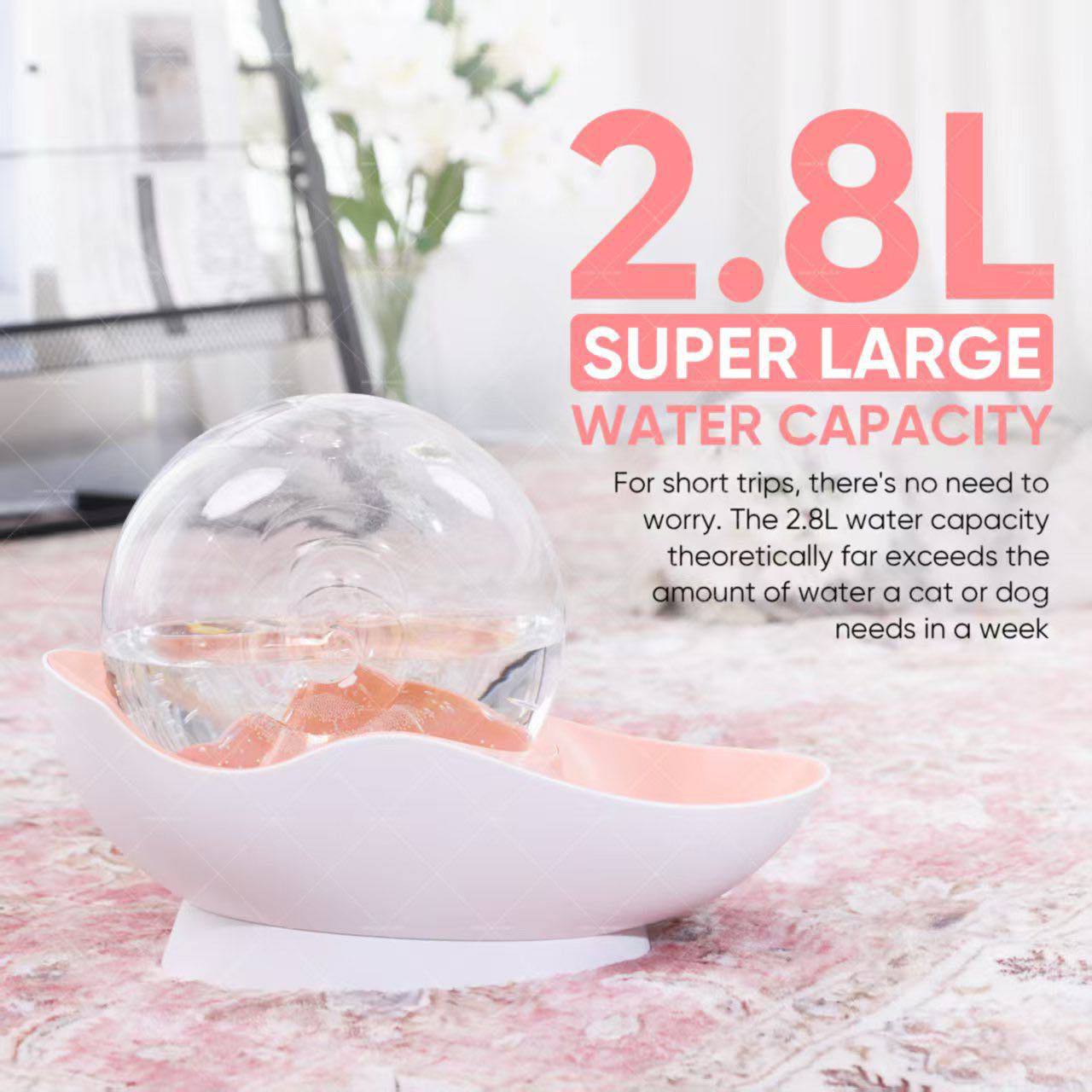 نافورة شرب أوتوماتيكية للقطط، موزع مياه على شكل حلزون سعة 2.8 لتر