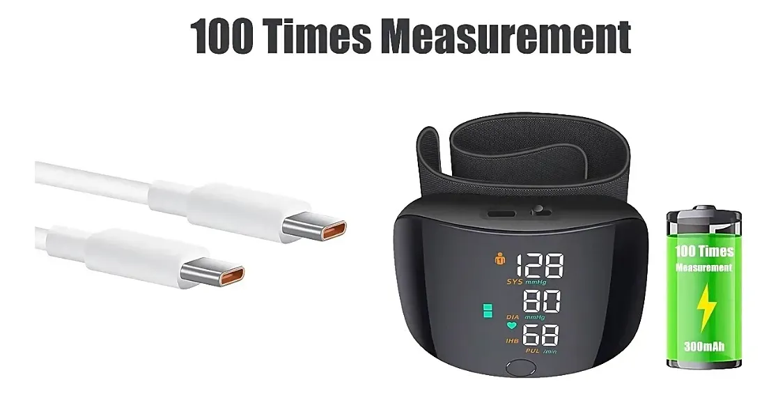 جهاز مراقبة ضغط الدم للمعصم مع شاشة تعمل باللمس، بث صوتي