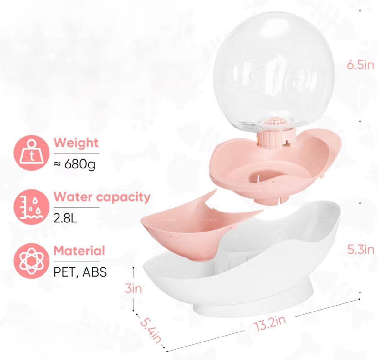 نافورة شرب أوتوماتيكية للقطط، موزع مياه على شكل حلزون سعة 2.8 لتر