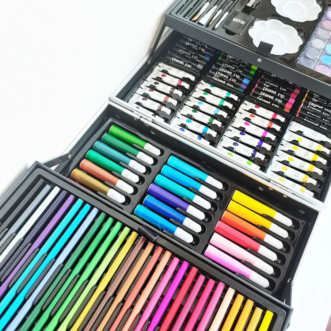 مجموعة حقائب يونيكورن لتنمية إبداع الأطفال. مجموعة مهور للأطفال في علبة ألومنيوم، من 145 قطعة. وردي. الكود: p1203