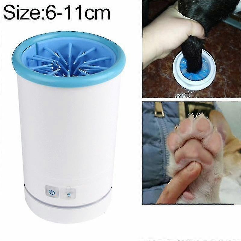 كوب غسيل أقدام أوتوماتيكي للحيوانات الأليفة، للقطط والكلاب، لتنظيف أطرافها، مقاس متوسط ​​10-14 سم (أزرق وأبيض)
