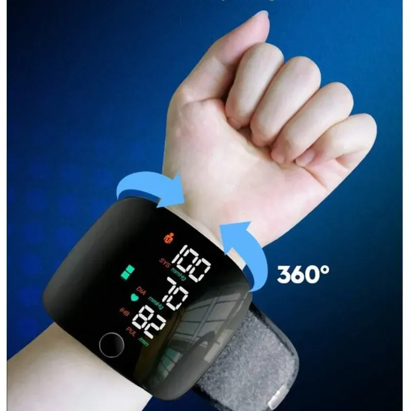 جهاز مراقبة ضغط الدم للمعصم مع شاشة تعمل باللمس، بث صوتي