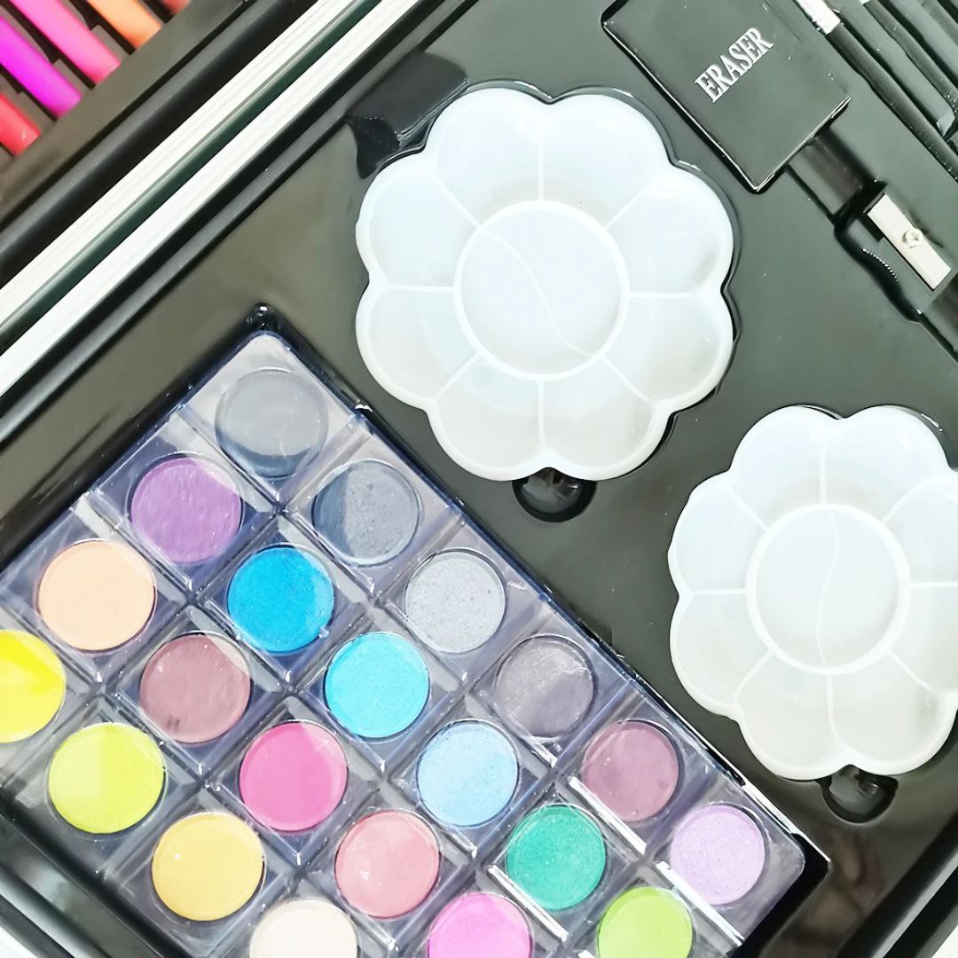 مجموعة حقائب يونيكورن لتنمية إبداع الأطفال. مجموعة مهور للأطفال في علبة ألومنيوم، من 145 قطعة. وردي. الكود: p1203