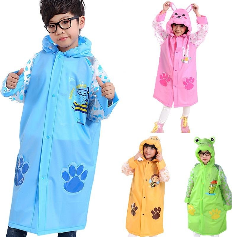 معطف واق من المطر من VankraKids برسومات كرتونية وغطاء رأس مقاوم للماء مع غطاء حقيبة مدرسية للبنات والأولاد