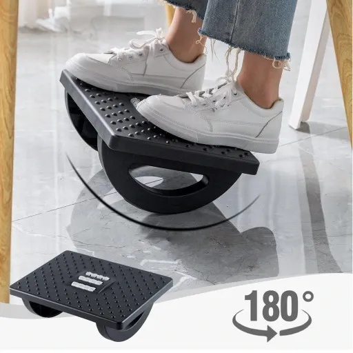 مسند قدم مكتبي قابل للتعديل وقوي ومريح، يخفف الألم ويوفر دعمًا للجسم، وتأثير تدليك مريح لتحسين الدورة الدموية في الساقين.