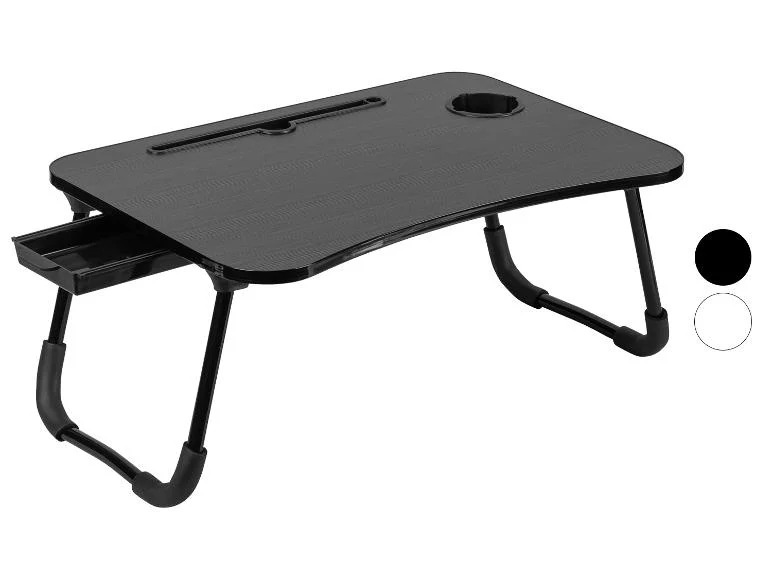 طاولة سرير قابلة للطي للكمبيوتر المحمول، وصينية سرير للكمبيوتر المحمول، مع حامل كوب قهوة، أو حامل زجاجة ماء، وحامل قلم، وحامل للكمبيوتر اللوحي أو iPad مقاس 7 بوصة و8 بوصة و10 بوصة، للعمل أو ا