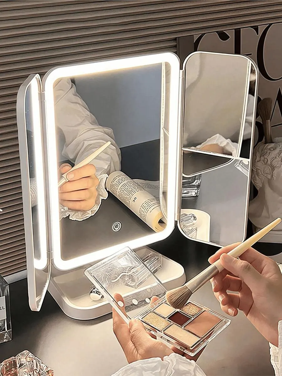 مرآة مكياج بإضاءة LED وتصميم فاخر
