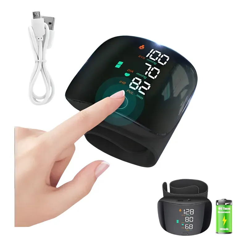 جهاز مراقبة ضغط الدم للمعصم مع شاشة تعمل باللمس، بث صوتي