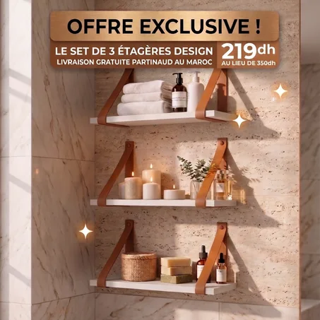 Étagère Murale Design Bois & Cuir