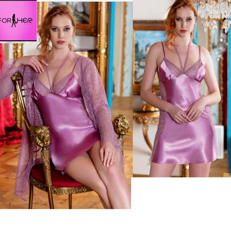 Nuisette 2 pieces satinée Violet