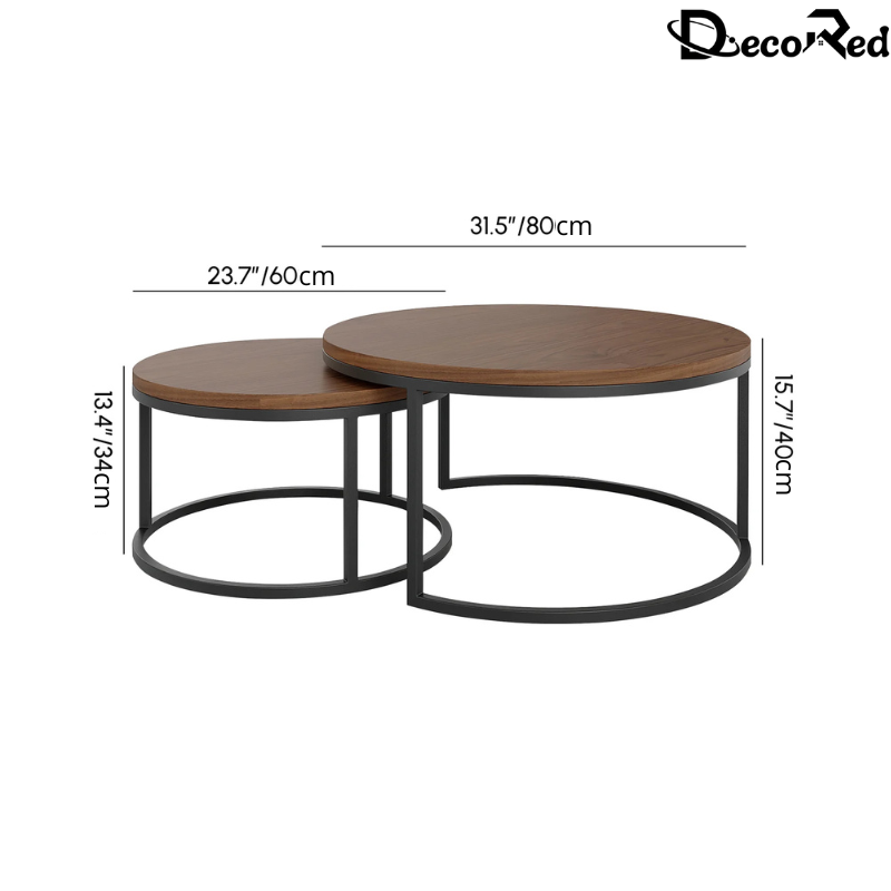 طقم طاولة قهوة دائرية من خشب الجوز MDF
