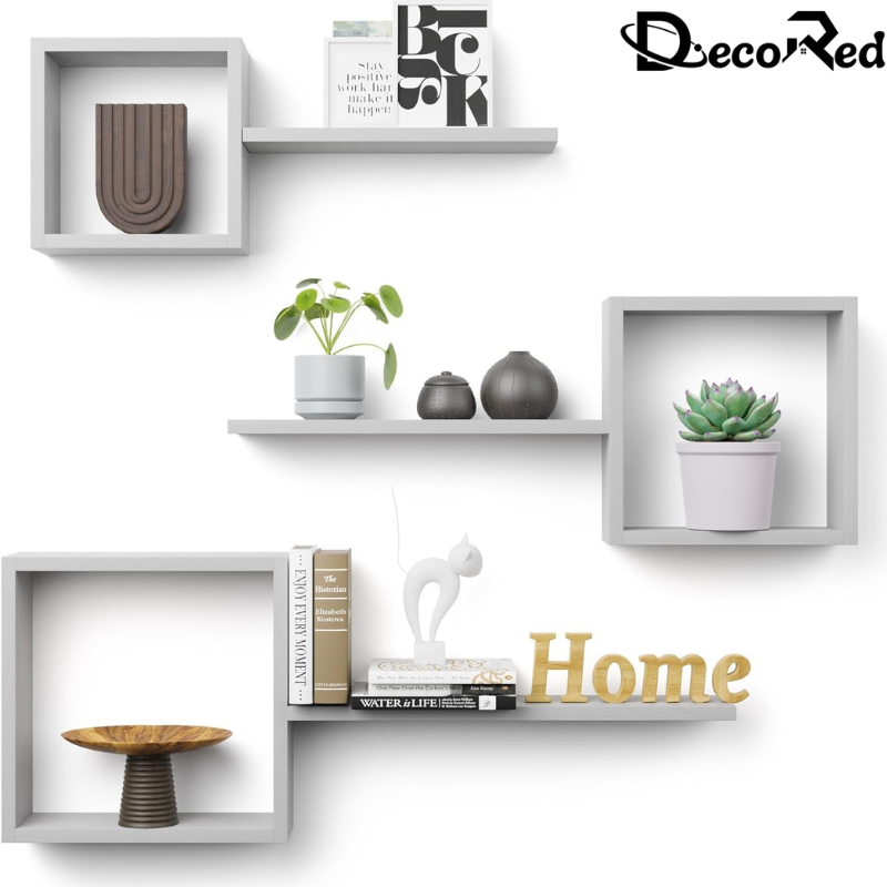 رفوف جدارية خشبية مربعة