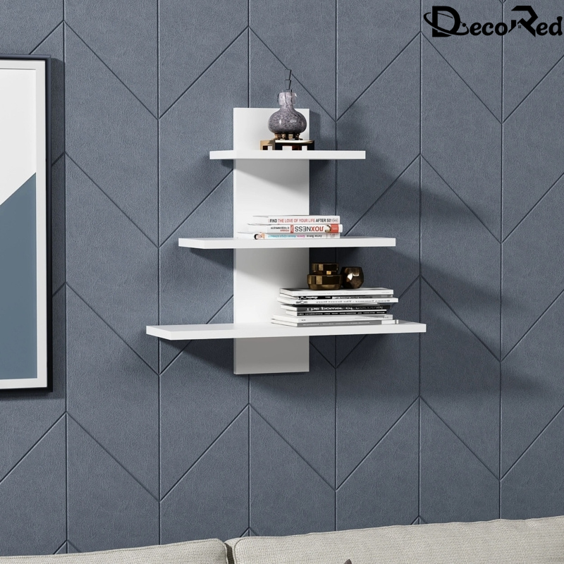 رفوف حائط خشبي   مثالي لغرفة المعيشة أو المكتب أو المكتبة