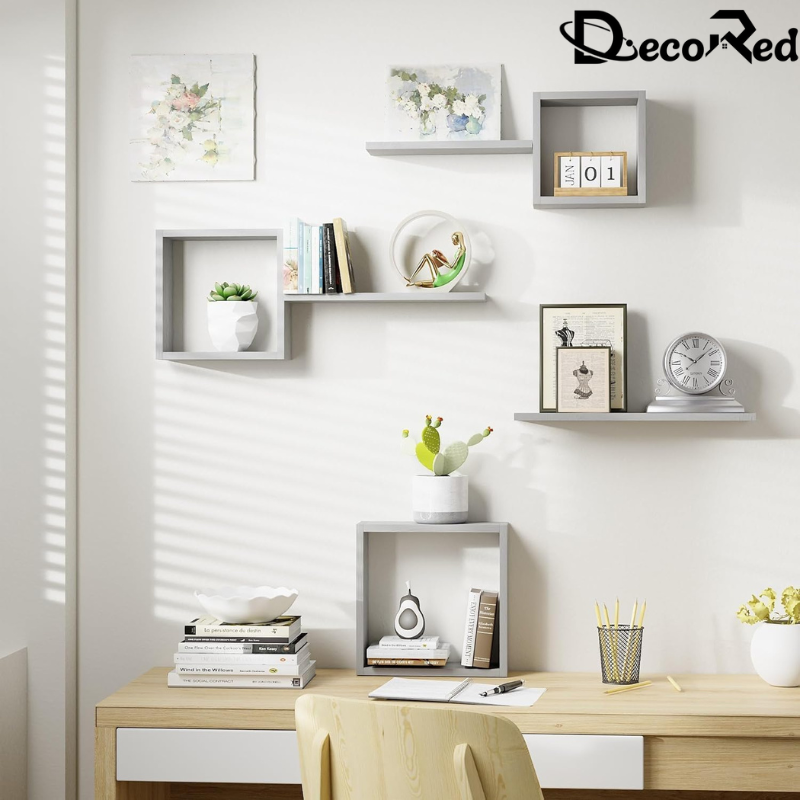 رفوف جدارية خشبية مربعة