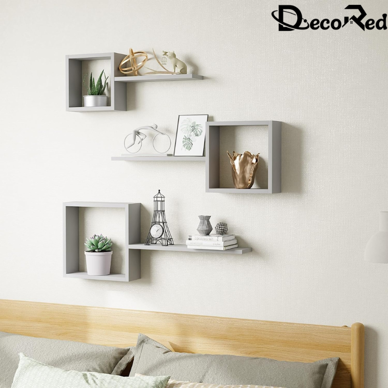 رفوف جدارية خشبية مربعة