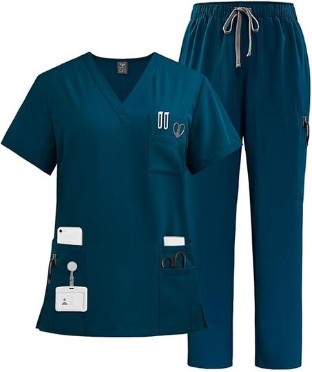 مجموعة ملابس طبية مع جيوب متعددة