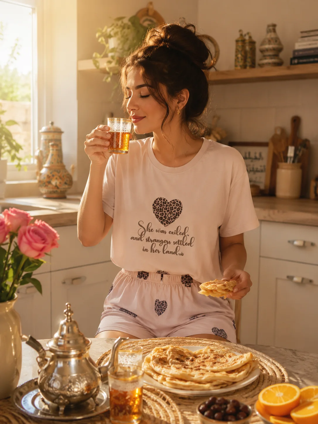 Pyjama Coton Cœur Léopard