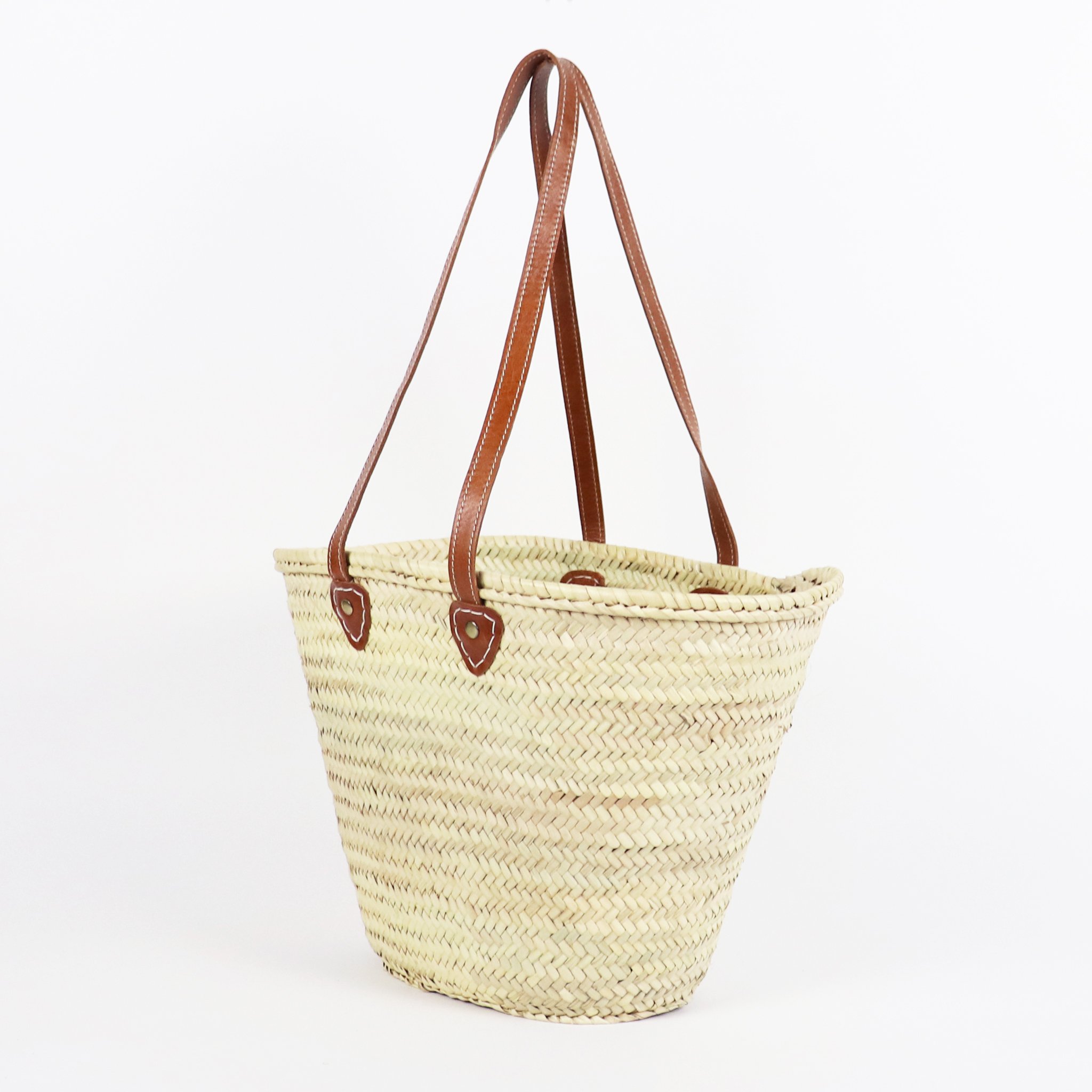  FRENCH BASKET straw bag with leather handles beach bag, straw  bag, french market basket, summer basket bag : Handmade Products