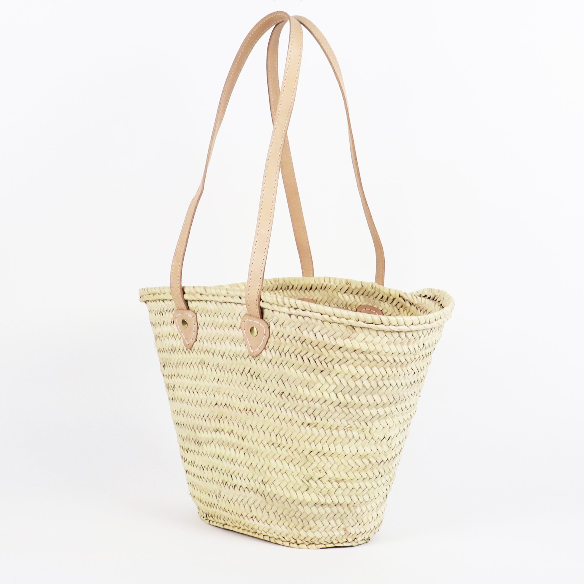 French Basket straw bag leather handles beach handbag Moroccan