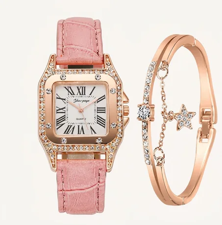 Ensemble de montre bracelet en cuir pour femme (Côte d'Ivoire)