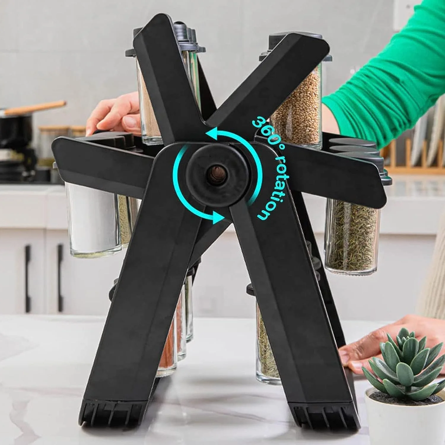 حامل بهارات دوّار مع 18 برطمان