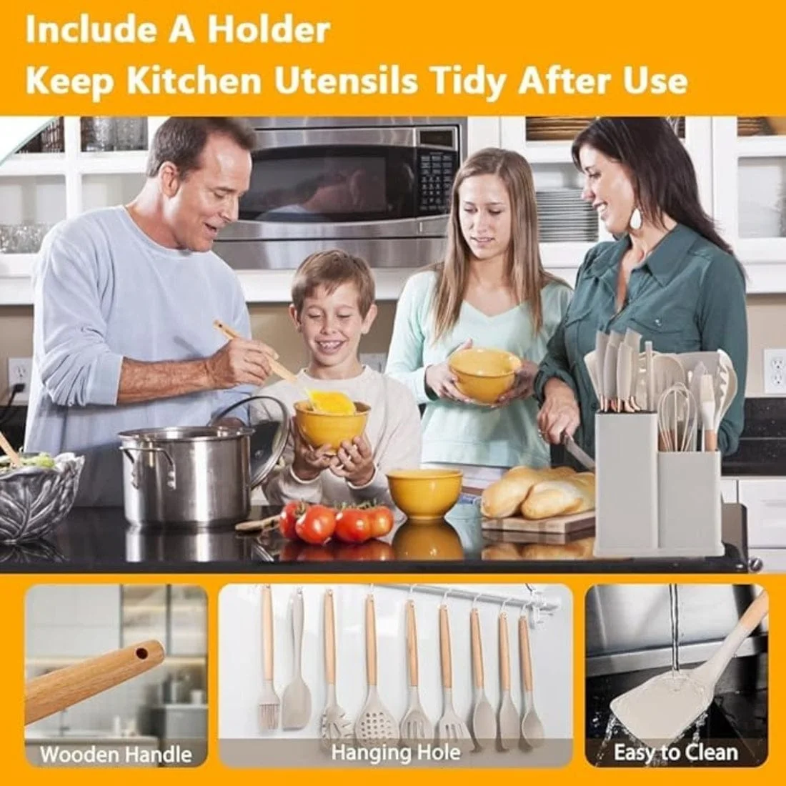 مجموعة أدوات المطبخ المصنوعة من السيليكون، 19 قطعة