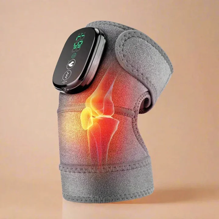 مدلك الركبة مع التسخين وقابل لإعادة الشحن.
