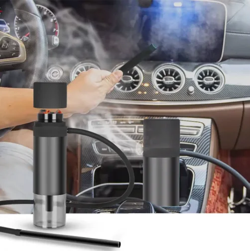 شيشة متنقلة عصرية بتصميم فاخر وسهل الحمل، مناسبة للسيارة، الرحلات، البحر وحتى الجلسات السريعة مع الأصحاب.