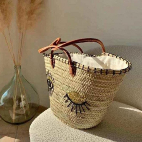 قفة يد من الدوم الطبيعي - تصميم مبطن أنيق