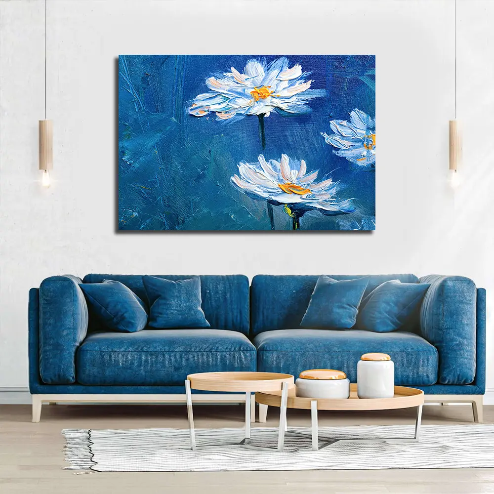 Blue painted floral tableau floral art