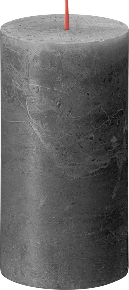 Bolsius Rustik Stumpenkerzen - Anthrazit, Set 4 Stück, 60 Stunden Brenndauer, unparfümiert, ohne Palmöl, 13 x 7 cm.