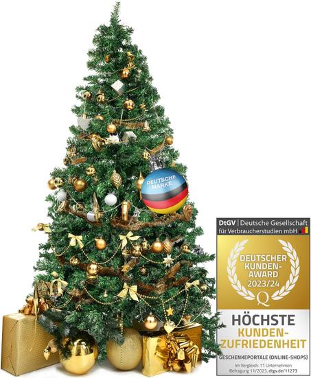 Künstlicher Weihnachtsbaum 120 cm, naturgetreu, dichte Zweige, mit Ständer & Dekoration (Classic)